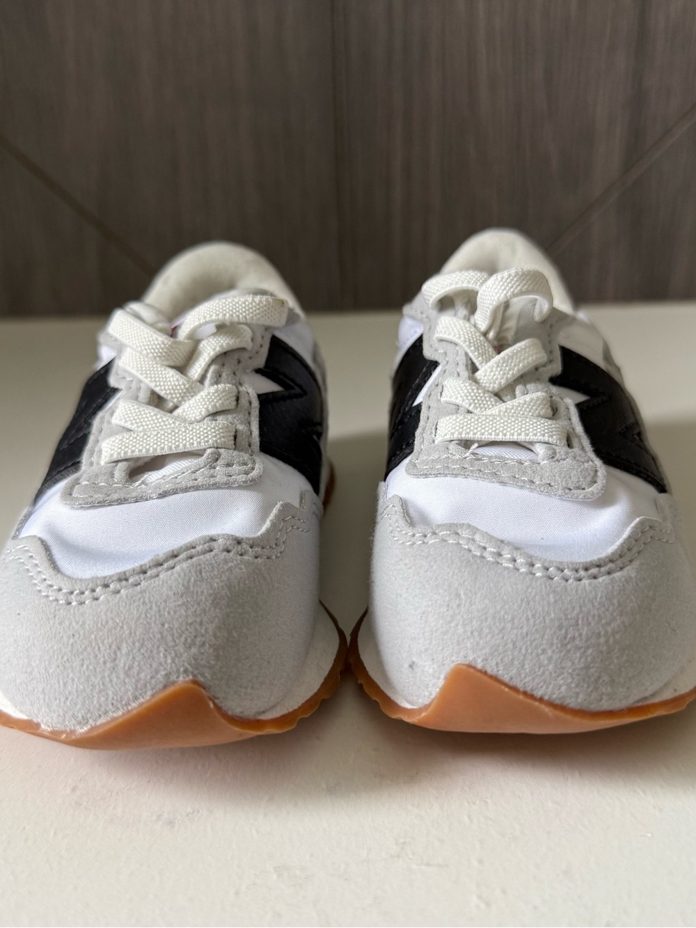 New Balance 237 Toddler White & Gray Sneakers with Black Accent - Picture 2 of 5